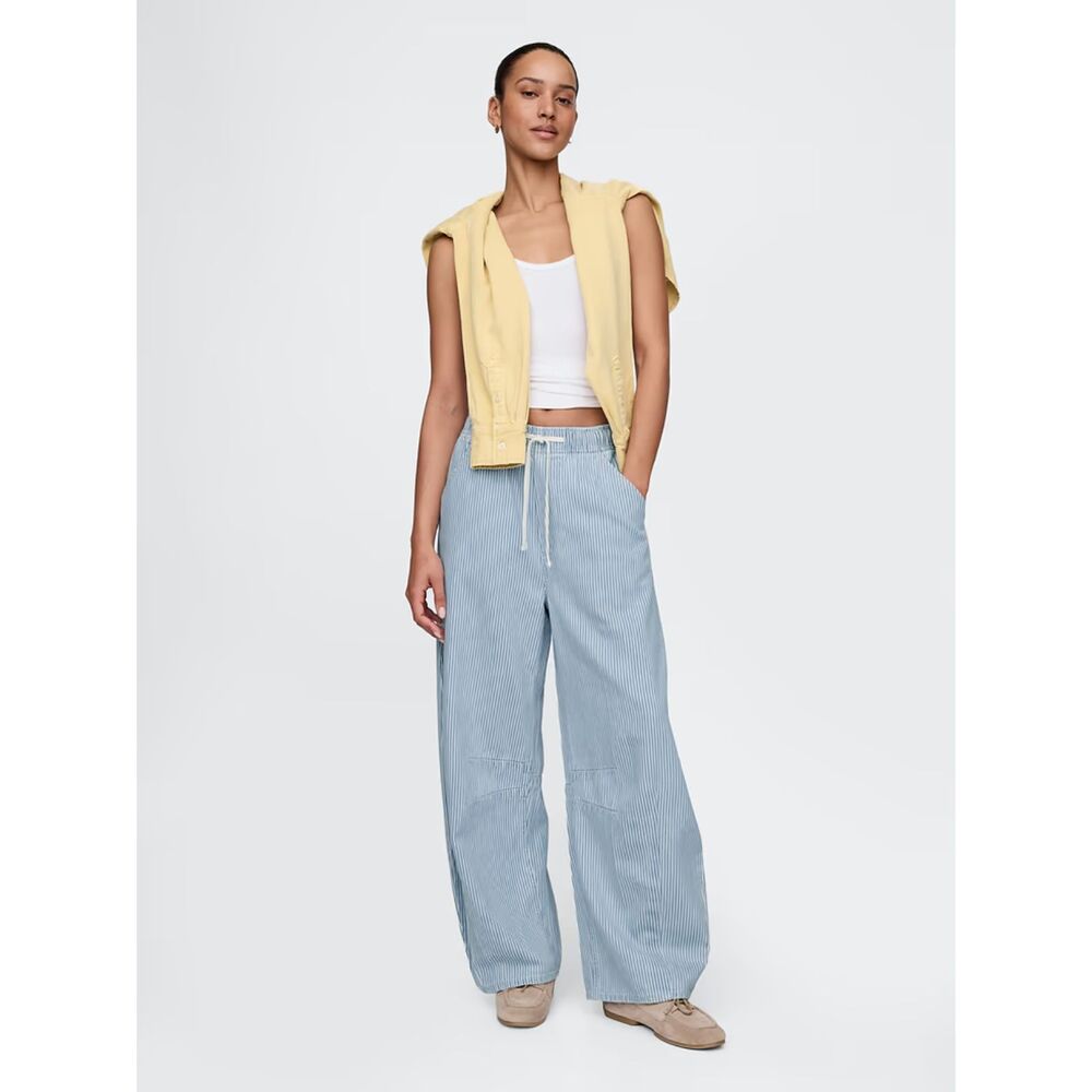 NWTs GAP Horseshoe Easy Striped Mid Rise Jeans Wide Leg
